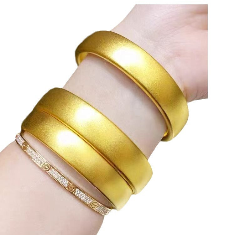 Imitation gold antique frosted solid 12mm thick bracelet -60mm