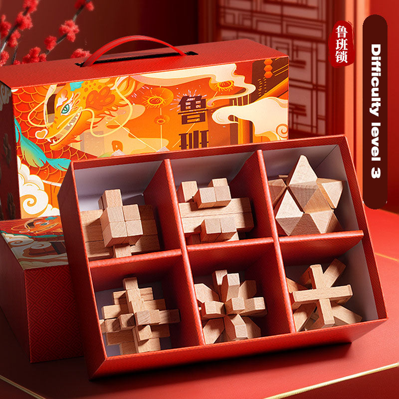 Children's educational toy mortise and tenon Luban lock six-piece gift