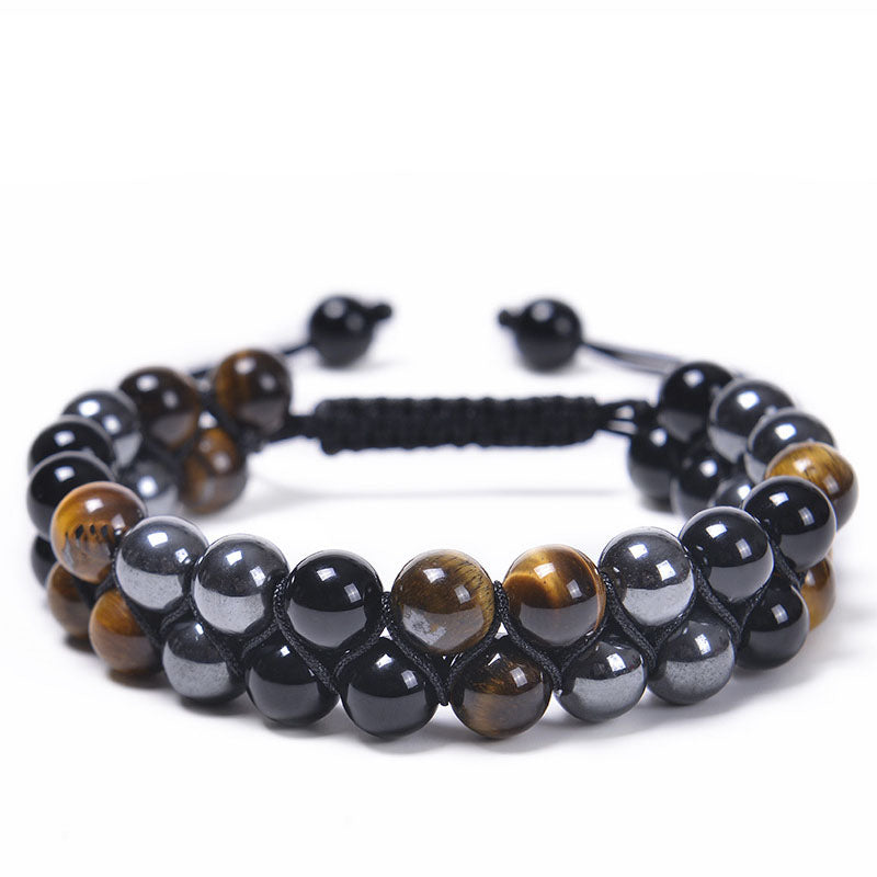 Chinoiserie Natural Tiger Eye Agate Stone Feng Shui Bracelet Men's Adjustable Yoga Bracelet