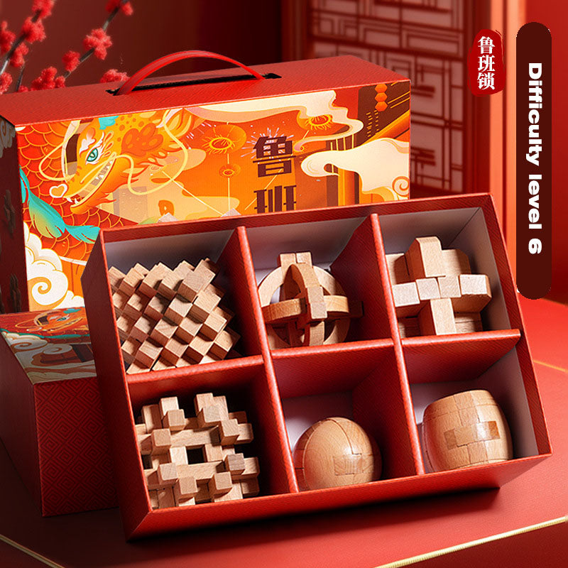 Children's educational toy mortise and tenon Luban lock six-piece gift