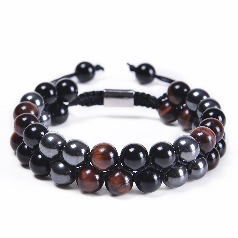Chinoiserie Natural Tiger Eye Agate Stone Feng Shui Bracelet Men's Adjustable Yoga Bracelet