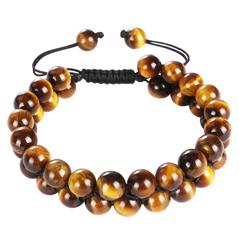 Chinoiserie Natural Tiger Eye Agate Stone Feng Shui Bracelet Men's Adjustable Yoga Bracelet