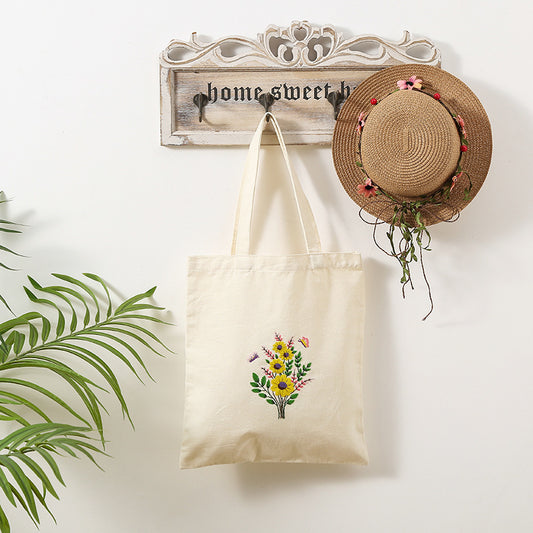 Canvas bag cross stitch embroidery kit beginner diy material package