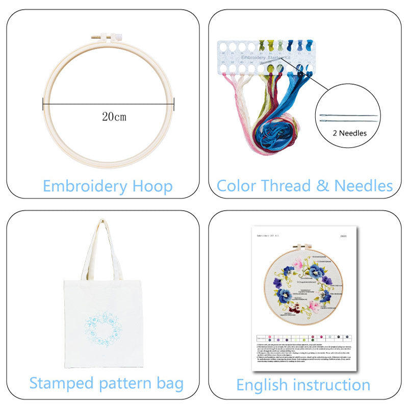 Canvas bag cross stitch embroidery kit beginner diy material package