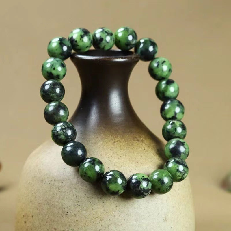 Chinoiserie Yaowang Stone Natural Magnetic Bracelet Jade Olive Dark Green Feng Shui Bracelet