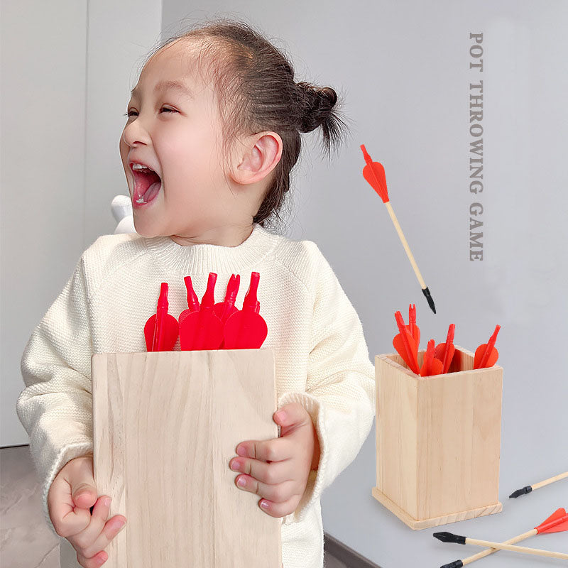 Chinese traditional pitching pot game children's wooden fun toys coordination training parent-child interactive props