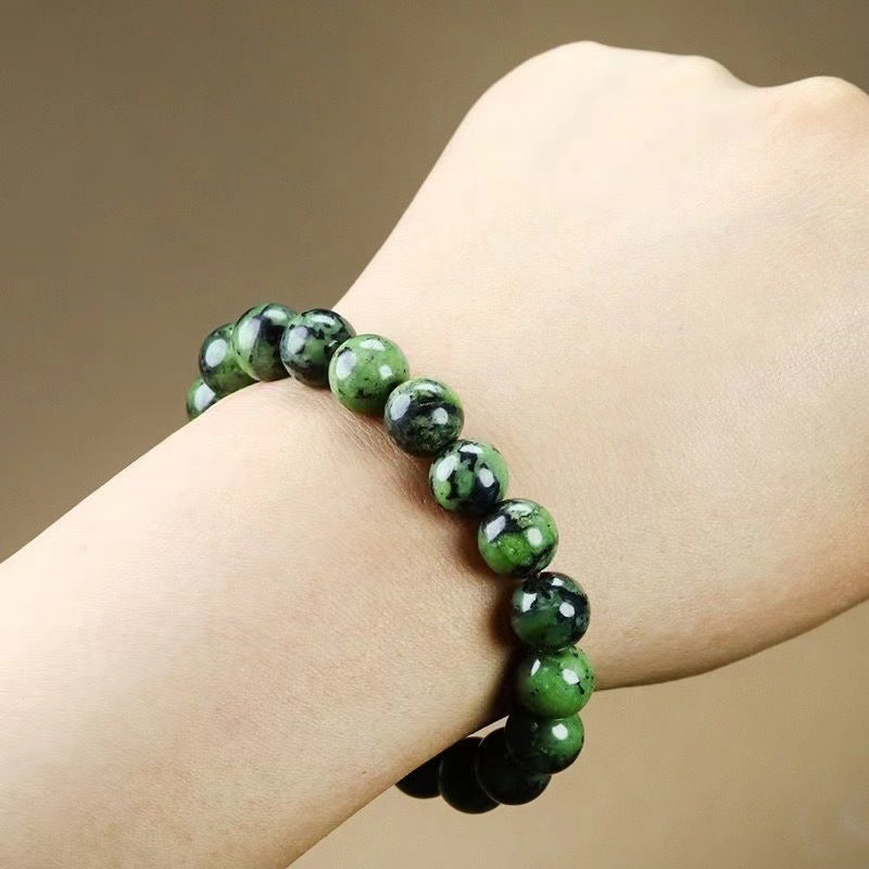 Chinoiserie Yaowang Stone Natural Magnetic Bracelet Jade Olive Dark Green Feng Shui Bracelet