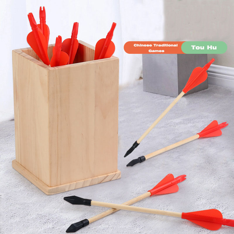 Chinese traditional pitching pot game children's wooden fun toys coordination training parent-child interactive props