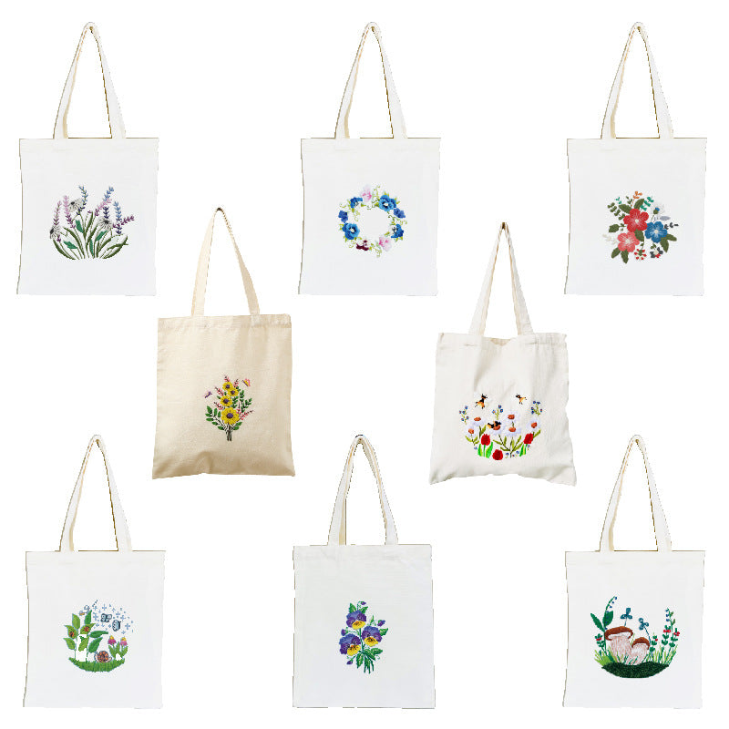 Canvas bag cross stitch embroidery kit beginner diy material package
