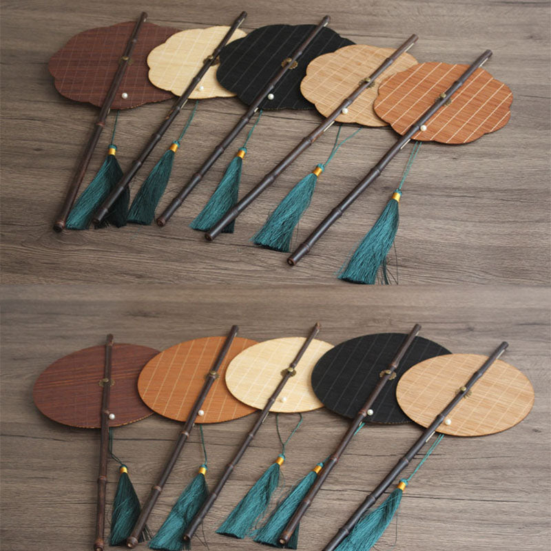 Chinese ancient style ladies' waist fan can be curled and stored into a small round fan, a classical bamboo woven cultural and creative fan