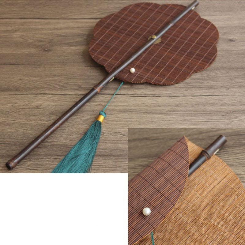 Chinese ancient style ladies' waist fan can be curled and stored into a small round fan, a classical bamboo woven cultural and creative fan