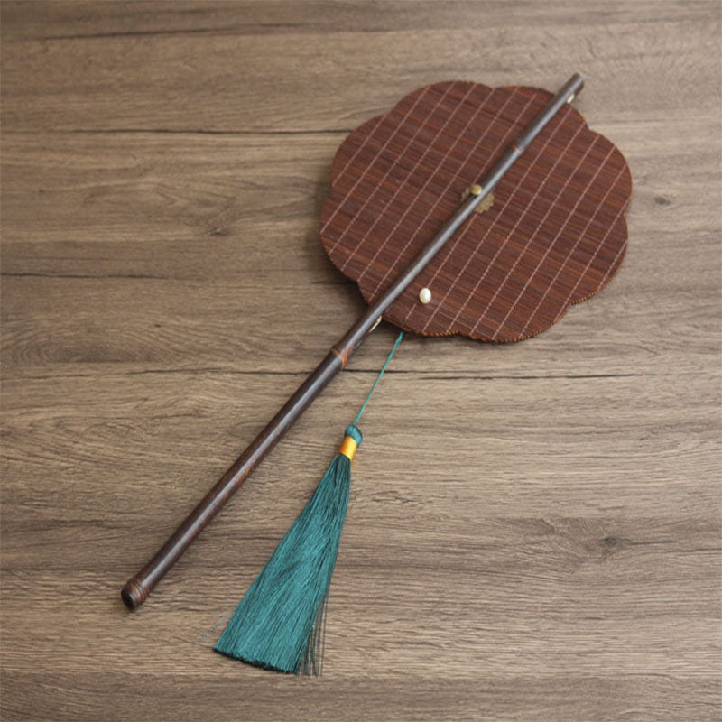 Chinese ancient style ladies' waist fan can be curled and stored into a small round fan, a classical bamboo woven cultural and creative fan