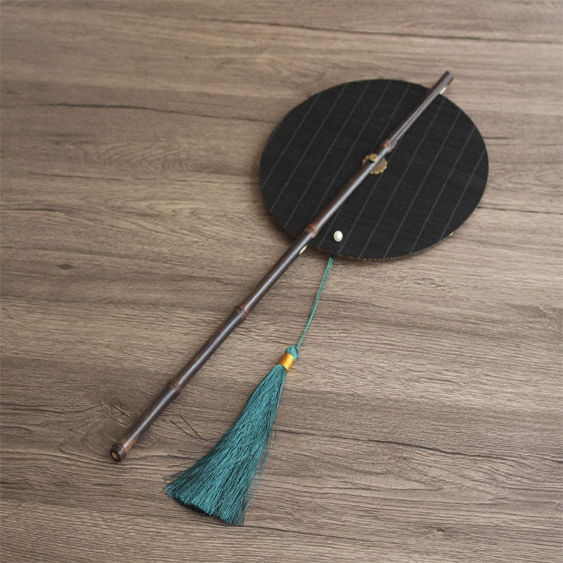 Chinese ancient style ladies' waist fan can be curled and stored into a small round fan, a classical bamboo woven cultural and creative fan