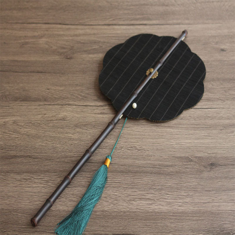 Chinese ancient style ladies' waist fan can be curled and stored into a small round fan, a classical bamboo woven cultural and creative fan