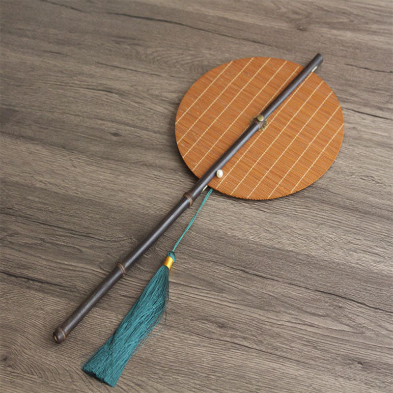 Chinese ancient style ladies' waist fan can be curled and stored into a small round fan, a classical bamboo woven cultural and creative fan