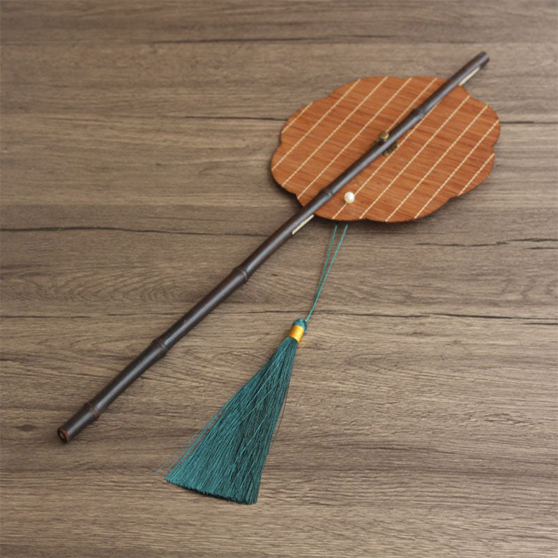 Chinese ancient style ladies' waist fan can be curled and stored into a small round fan, a classical bamboo woven cultural and creative fan