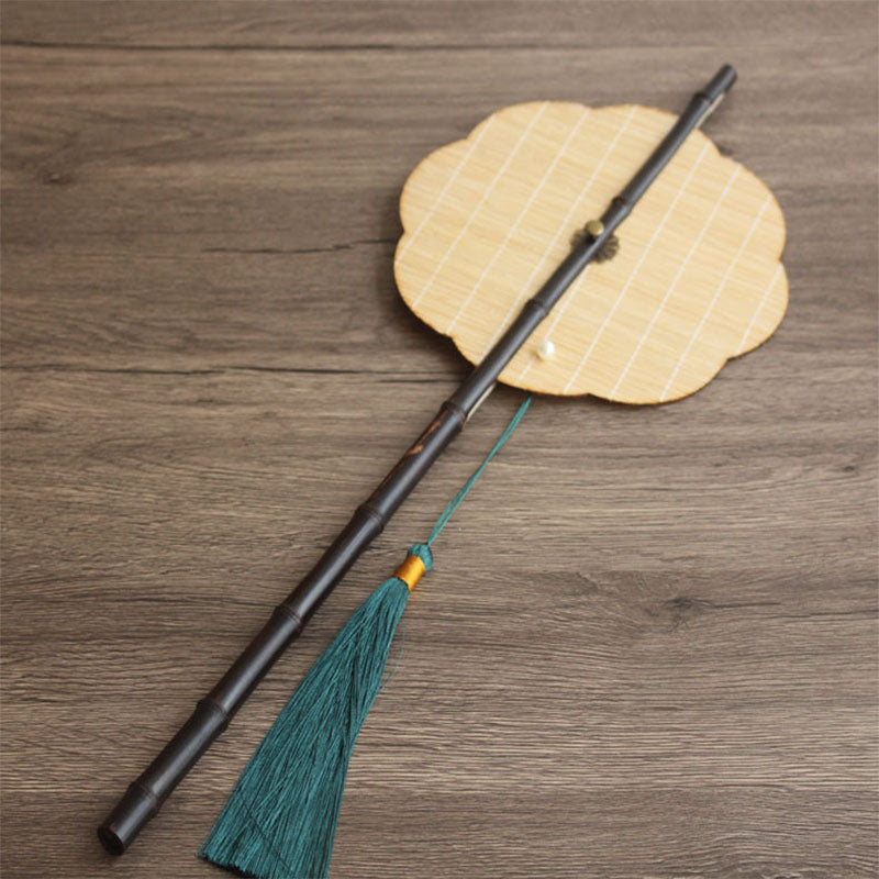 Chinese ancient style ladies' waist fan can be curled and stored into a small round fan, a classical bamboo woven cultural and creative fan