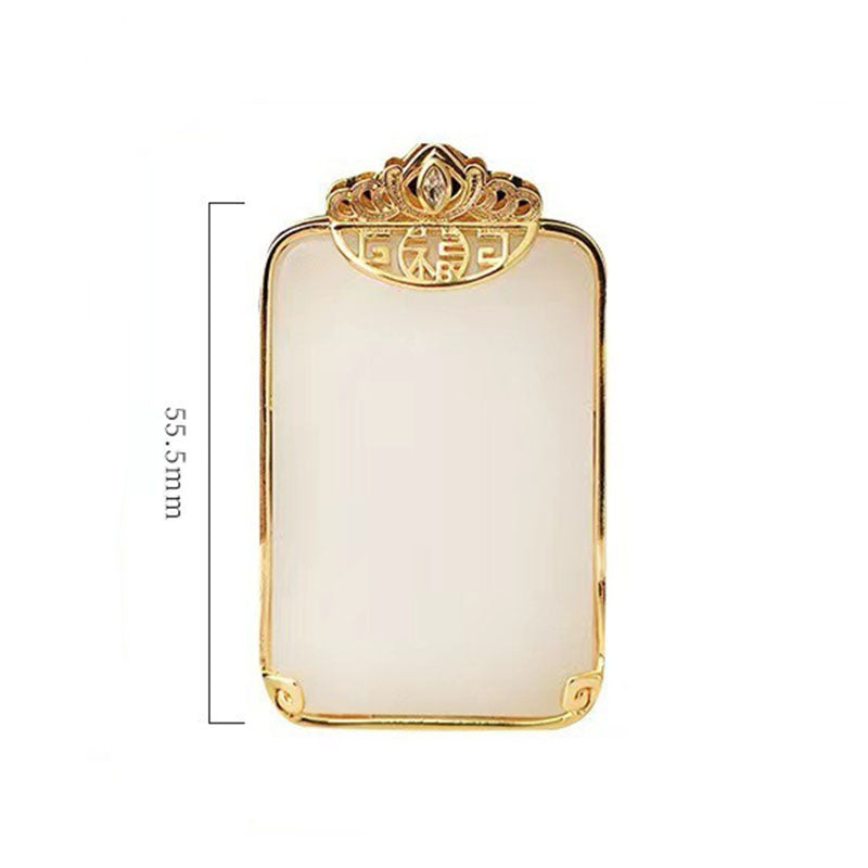 Chinoiserie Hetian jade gold inlaid jade safe and sound jade brand necklace