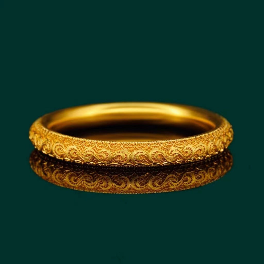 Imitation gold sand gold hollow flower stamen bracelet for women-60mm