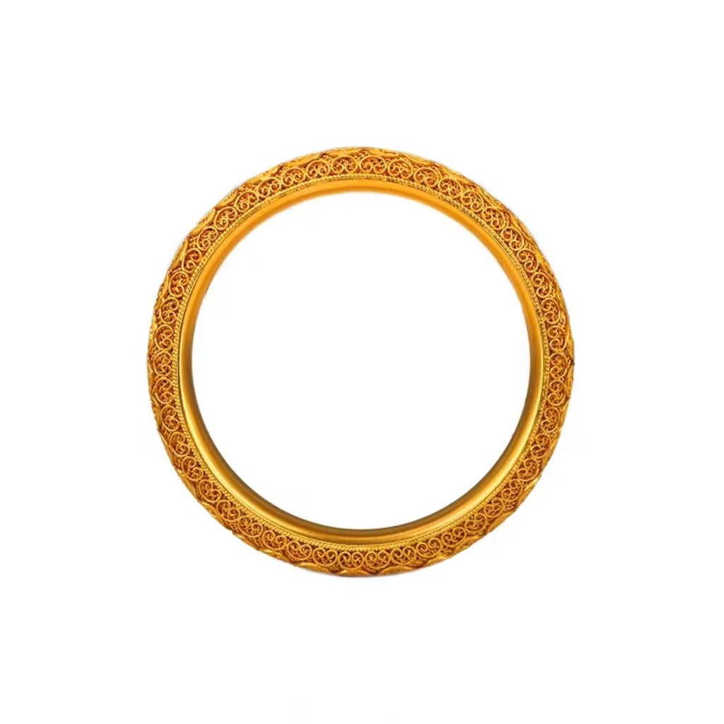 Imitation gold sand gold hollow flower stamen bracelet for women-60mm