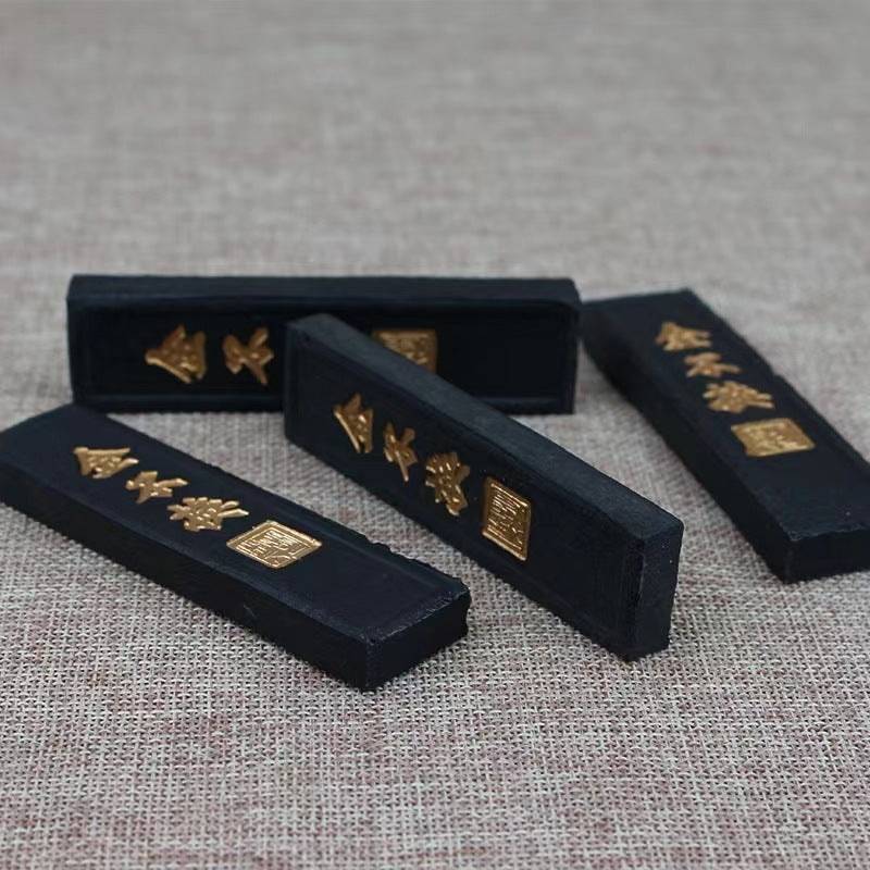 Chinoiserie WenFangSiBao calligraphy accessories pine smoke ink stick and ink block 2 pieces