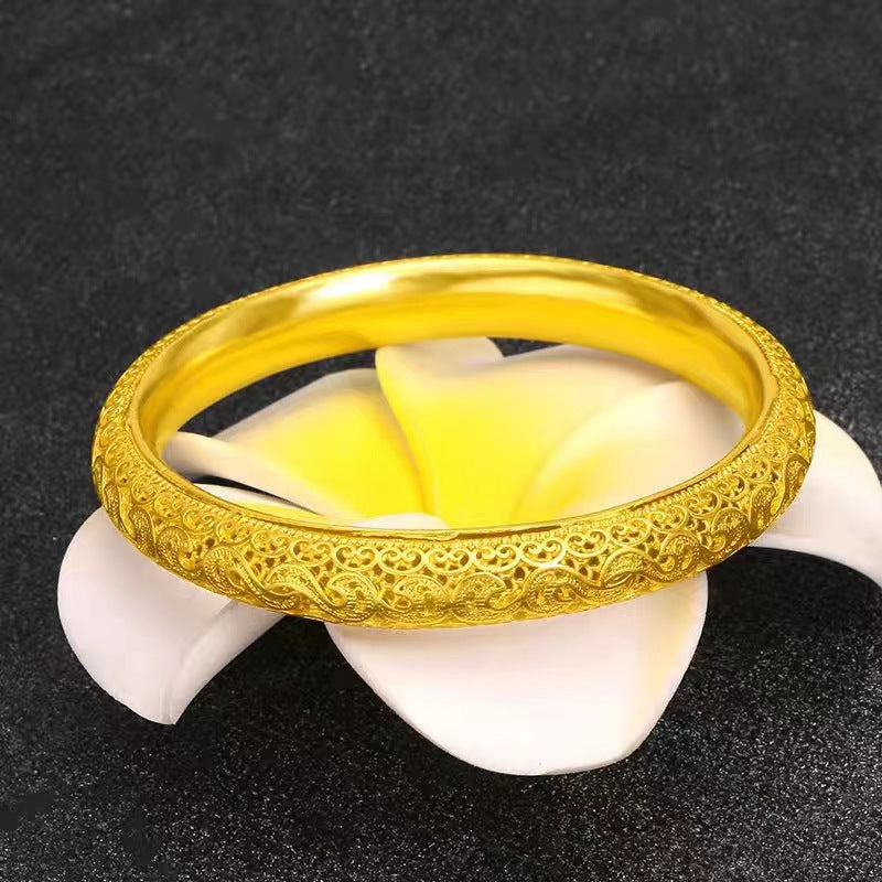 Imitation gold sand gold hollow flower stamen bracelet for women-60mm