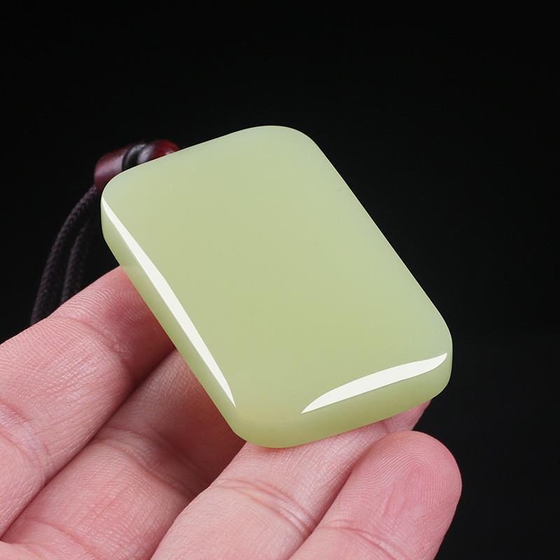 Chinoiserie Blue and White Jade Pendant Necklace Ping An Wu Shi Jade Brand