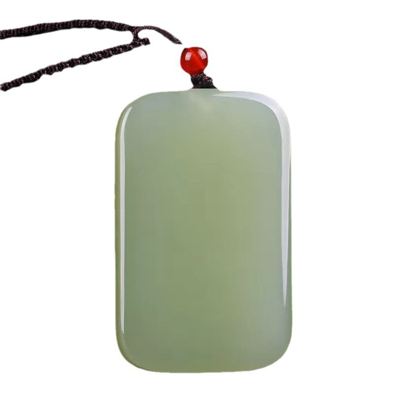 Chinoiserie Blue and White Jade Pendant Necklace Ping An Wu Shi Jade Brand