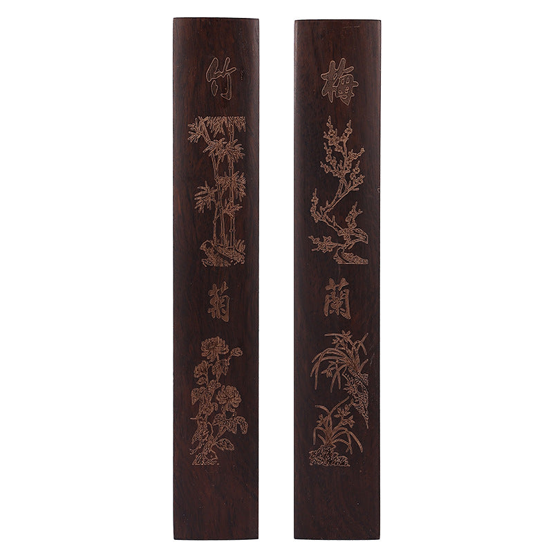 Chinoiserie WenFangSiBao black catalpa wood paper weight 2Pcs
