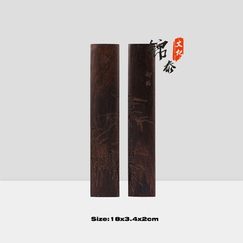 Chinoiserie WenFangSiBao black catalpa wood paper weight 2Pcs