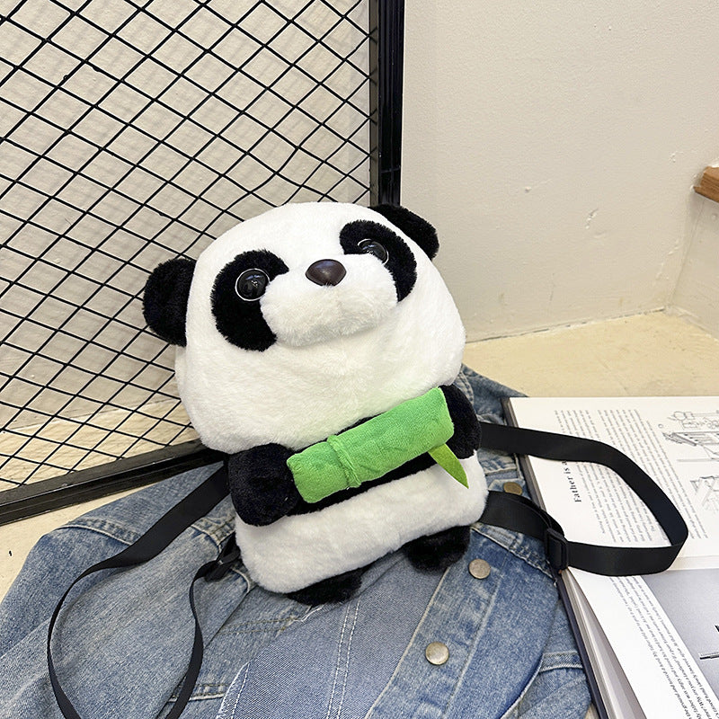 Chinese Panda Plush Doll Shoulder Cartoon Children's School Bag