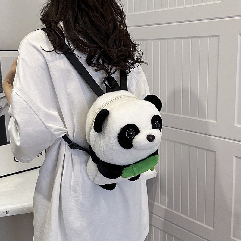 Chinese Panda Plush Doll Shoulder Cartoon Children's School Bag