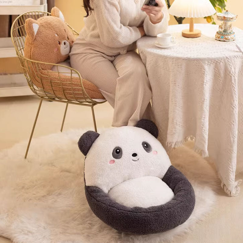 Autumn and winter cute panda-shaped plush cushion chair semi-surrounded comfortable lumbar support
