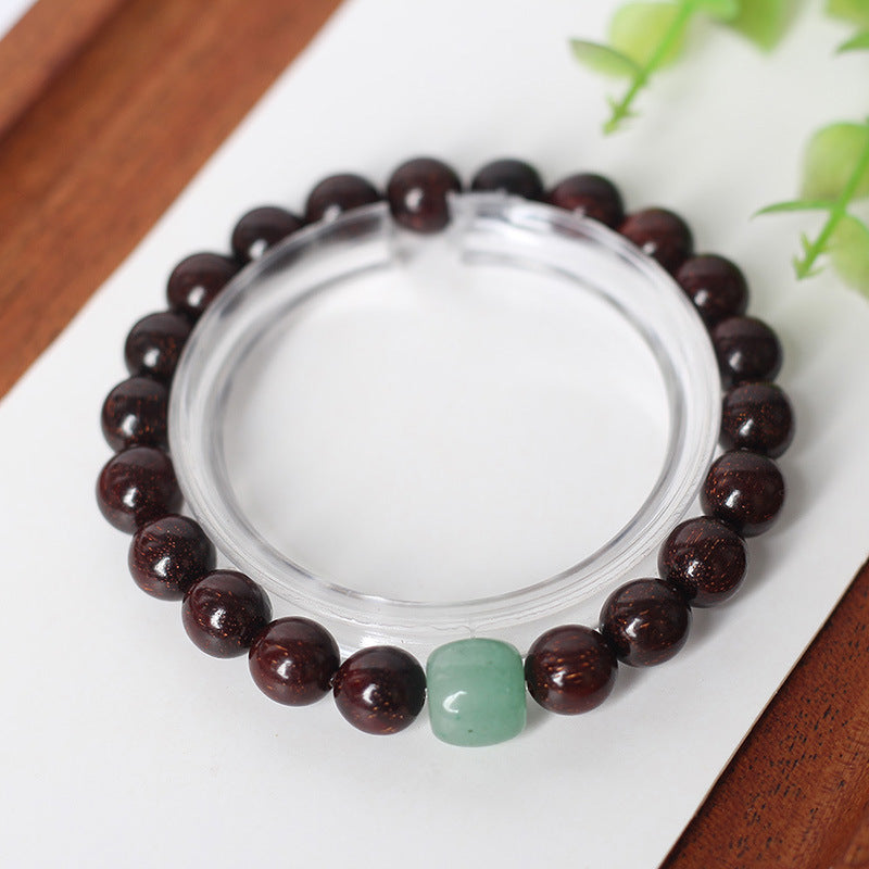 Chinoiserie natural small leaf red sandalwood Feng shui hand string beads men's and women's bracelet jewelry