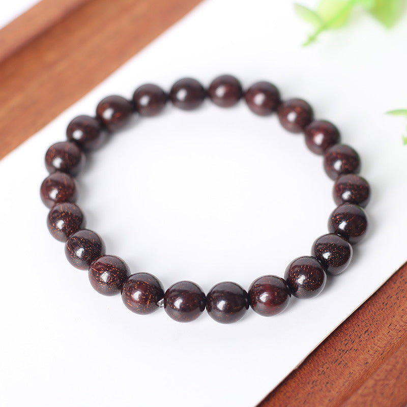 Chinoiserie natural small leaf red sandalwood Feng shui hand string beads men's and women's bracelet jewelry